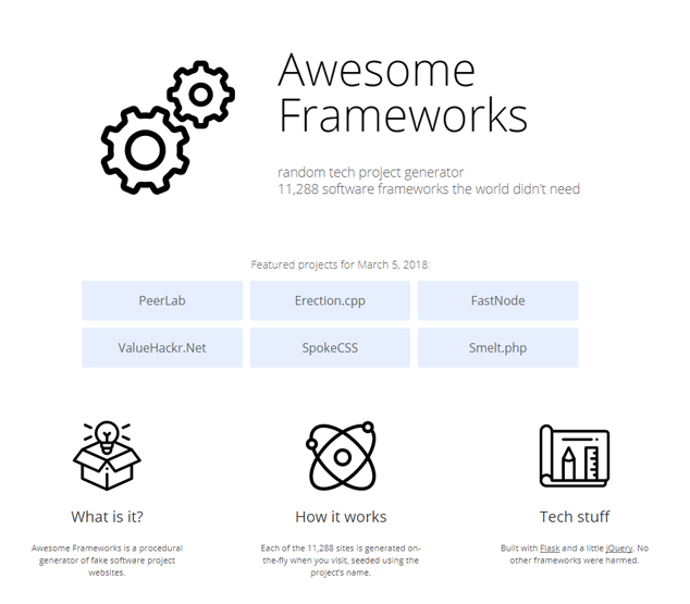 Awesome Frameworks: Random Tech Project Generator